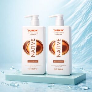 Lot of 2 Identical NATIVE Dunkin' Boston Kreme Moisturizing Shampoo 16.5 OZ each